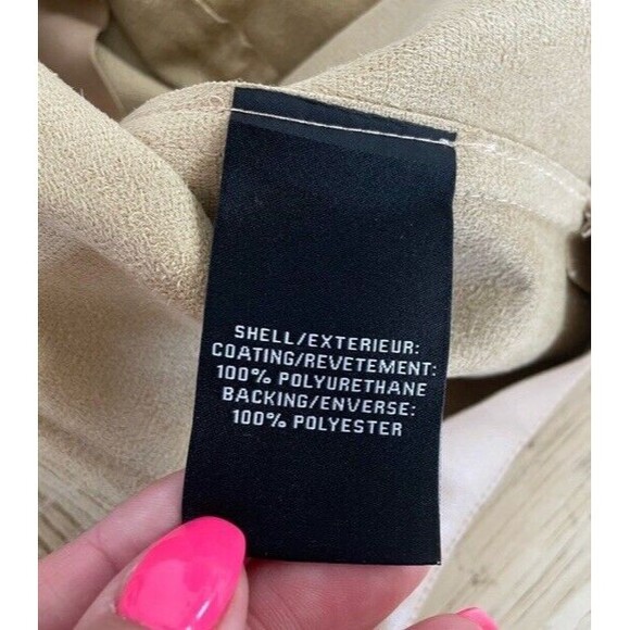 7 For All Mankind Vegan Leather Corset Crop Top Puff Long Sleeves Nude Small NEW - Picture 7 of 11